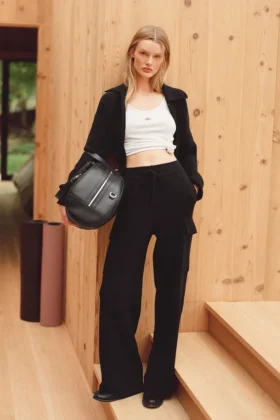 Scholar Knit High-Waist cargo broek - Zwart
