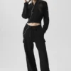 Scholar Knit High-Waist cargo broek - Zwart
