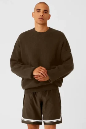 Scholar-trui met ronde hals - Espresso