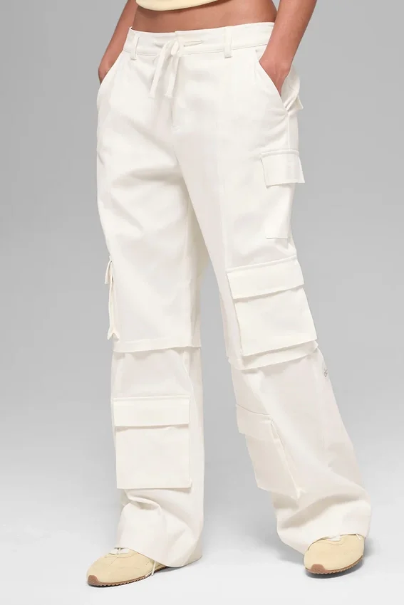 Scout-cargobroek met middelhoge taille – Ivoor