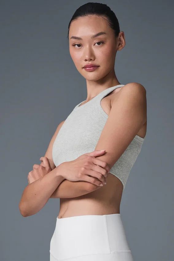 Seamless Delight-bh met hoge hals – Athletic Heather Grey