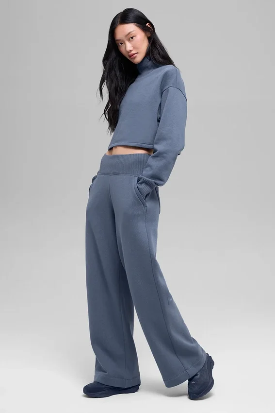 Serenity joggingbroek met wijde pijpen - Bluestone