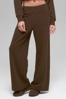 Serenity joggingbroek met wijde pijpen - Espresso
