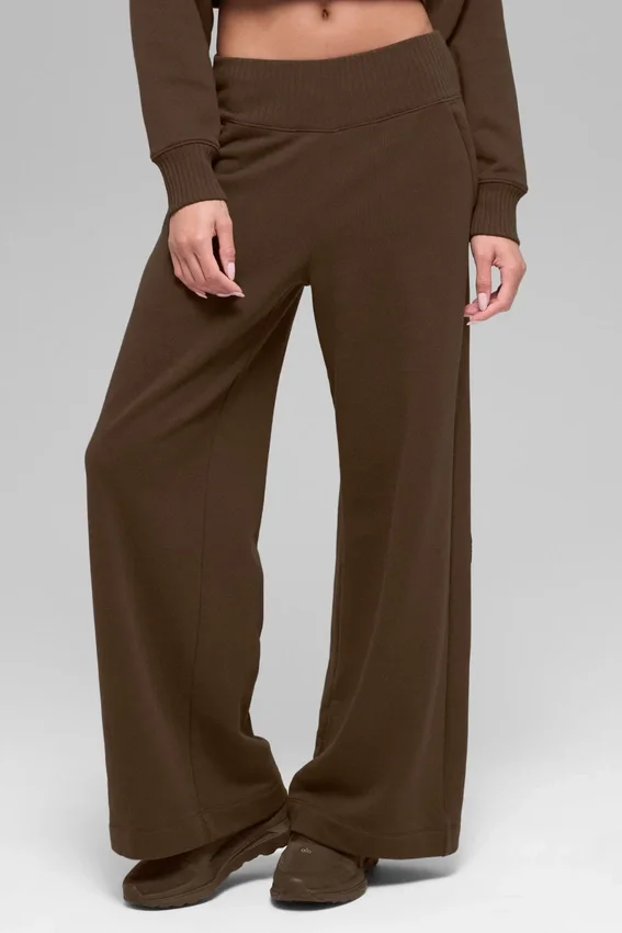 Serenity joggingbroek met wijde pijpen - Espresso