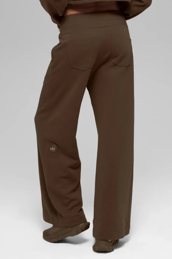 Serenity joggingbroek met wijde pijpen - Espresso