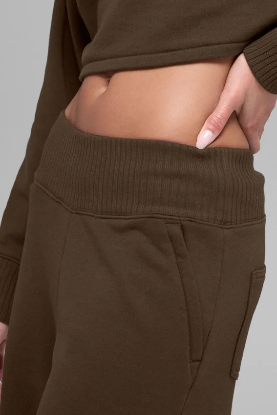 Serenity joggingbroek met wijde pijpen - Espresso