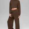 Serenity joggingbroek met wijde pijpen - Espresso