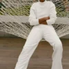 Serenity joggingbroek met wijde pijpen - Ivory