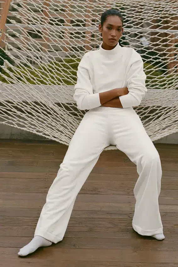 Serenity joggingbroek met wijde pijpen - Ivory