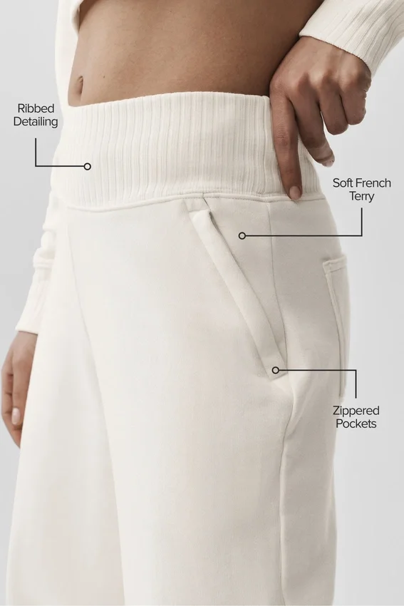 Serenity joggingbroek met wijde pijpen - Ivory