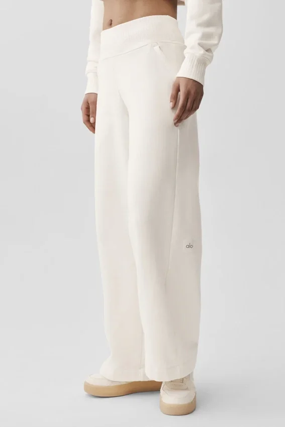 Serenity joggingbroek met wijde pijpen - Ivory