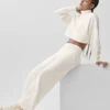 Serenity joggingbroek met wijde pijpen - Ivory