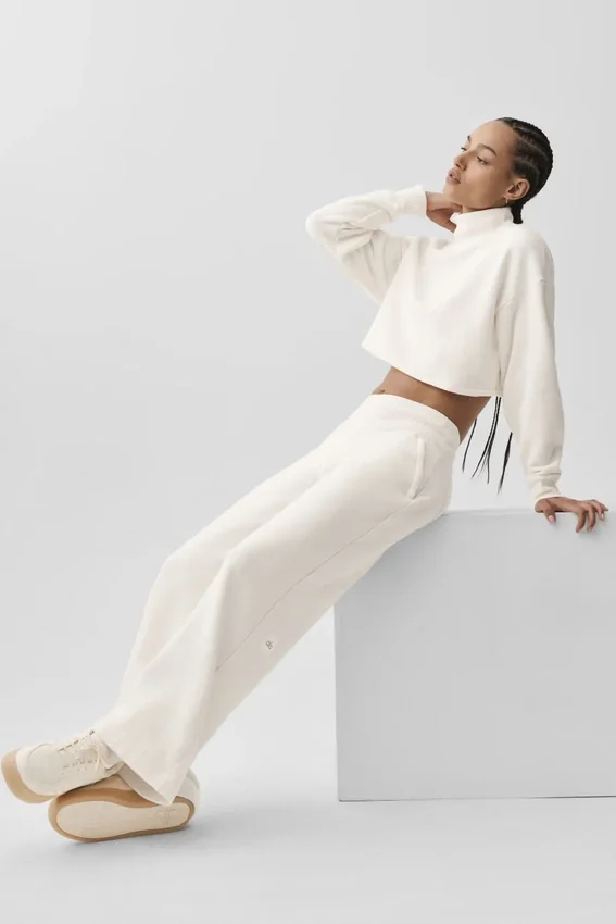 Serenity joggingbroek met wijde pijpen - Ivory