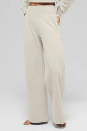 Serenity joggingbroek met wijde pijpen – Oatmeal Heather