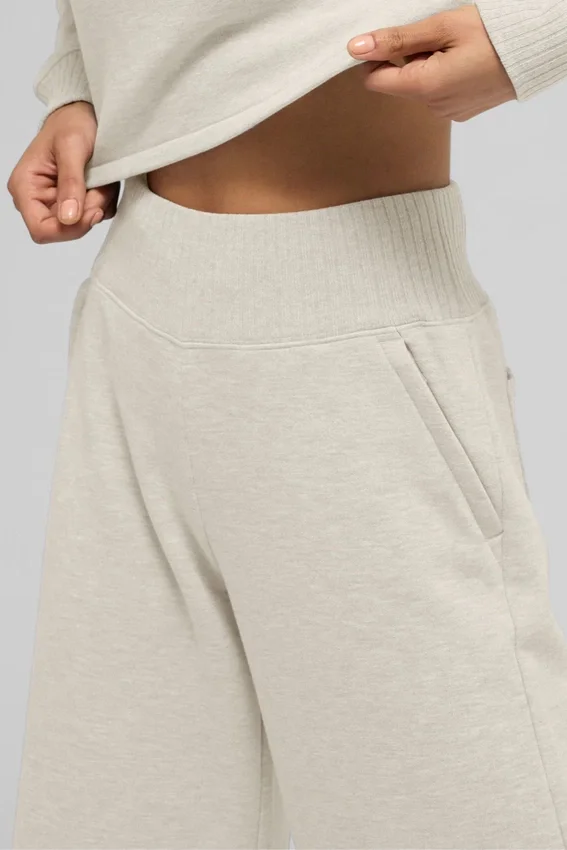 Serenity joggingbroek met wijde pijpen - Oatmeal Heather