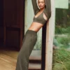 Serenity joggingbroek met wijde pijpen - Olive Tree