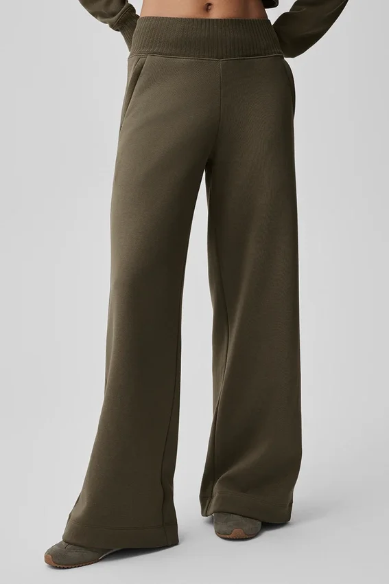 Serenity joggingbroek met wijde pijpen - Olive Tree