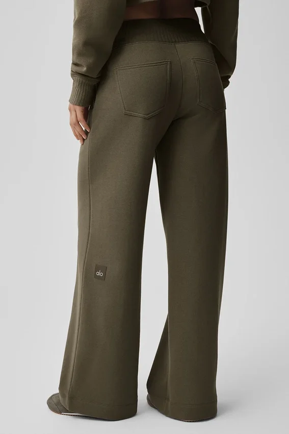 Serenity joggingbroek met wijde pijpen - Olive Tree