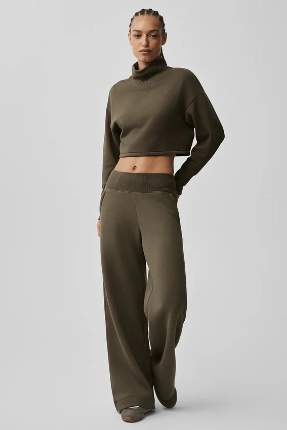 Serenity joggingbroek met wijde pijpen - Olive Tree