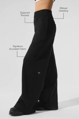 Serenity joggingbroek met wijde pijpen – Zwart