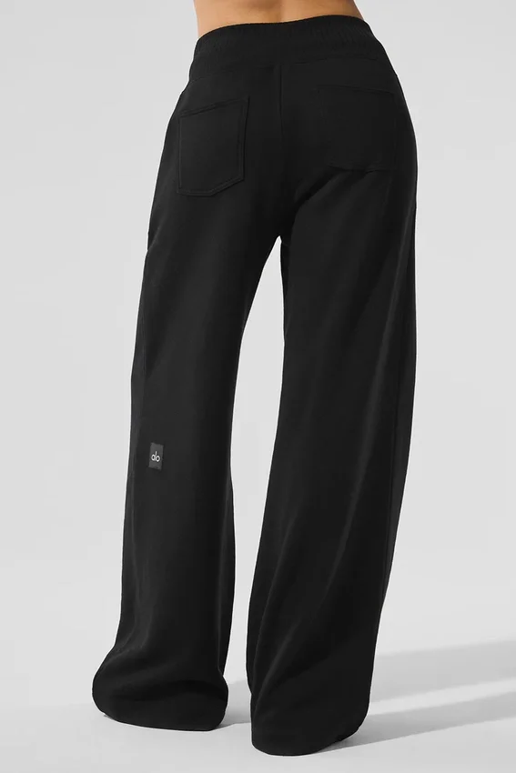 Serenity joggingbroek met wijde pijpen - Zwart