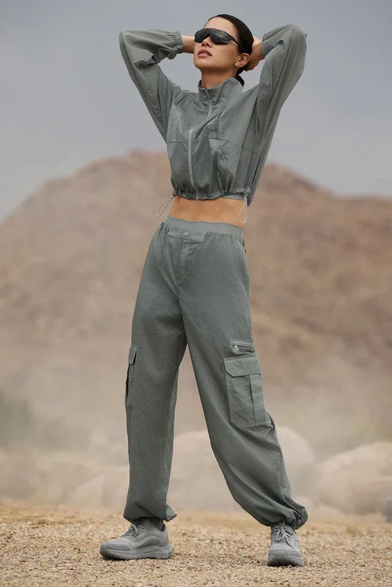Sheer Game Time Leggings met wijde pijpen - Lunar Grey