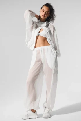 Sheer Game Time Leggings met wijde pijpen - Wit