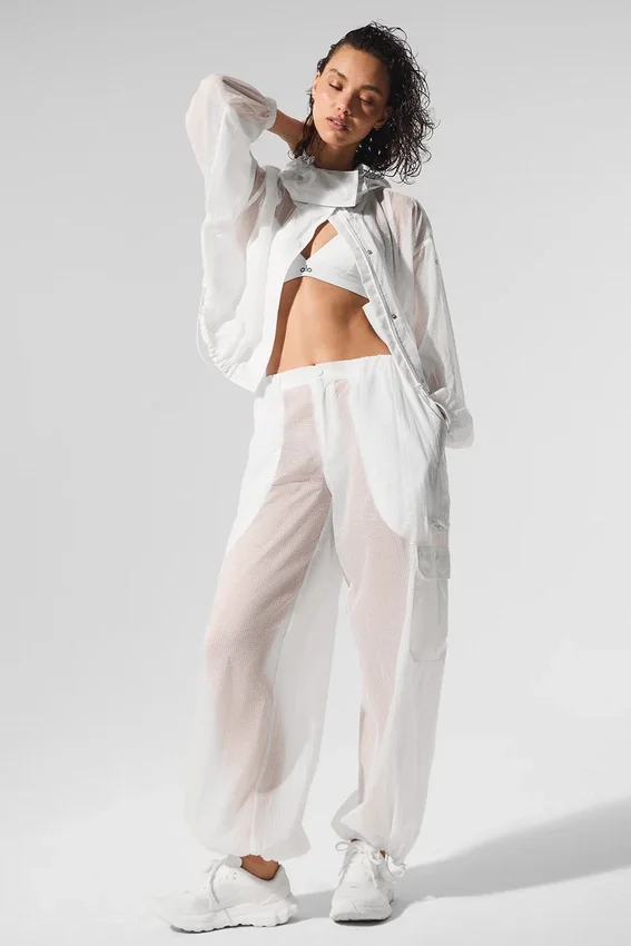 Sheer Game Time Leggings met wijde pijpen - Wit