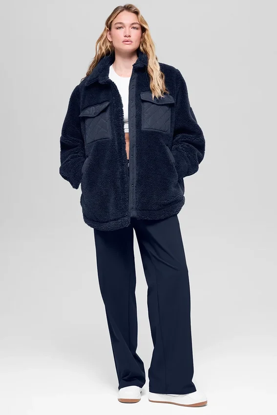Sherpa Edge Shacket - Navy