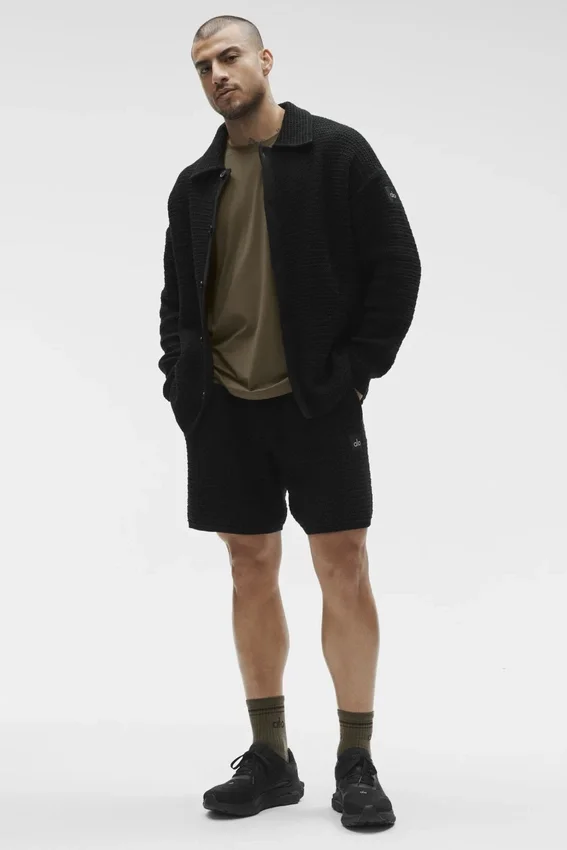 Shift Knit Button-up met lange mouwen - Zwart