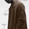 Shift Knit-overhemd met lange mouwen en knopen – Espresso