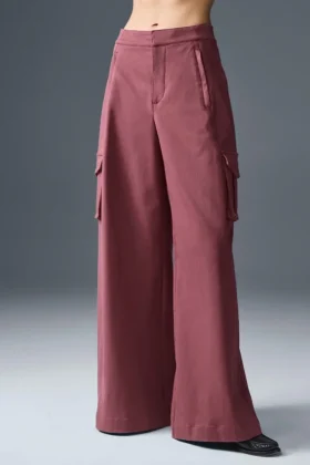 Show off Cargo-broek met wijde pijpen (lang) - Bordeauxrood Truffle