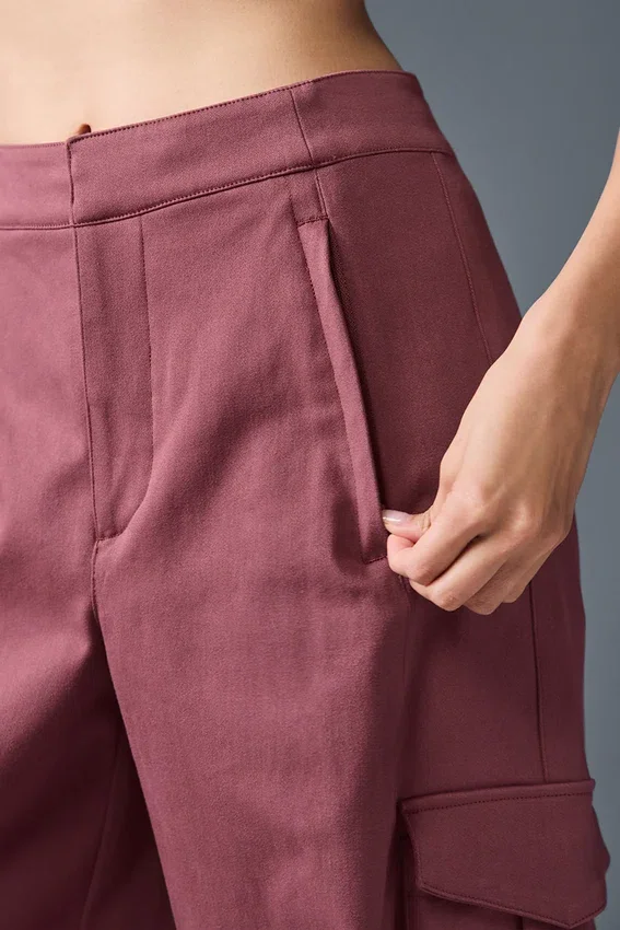 Show off Cargo-broek met wijde pijpen (lang) - Bordeauxrood Truffle