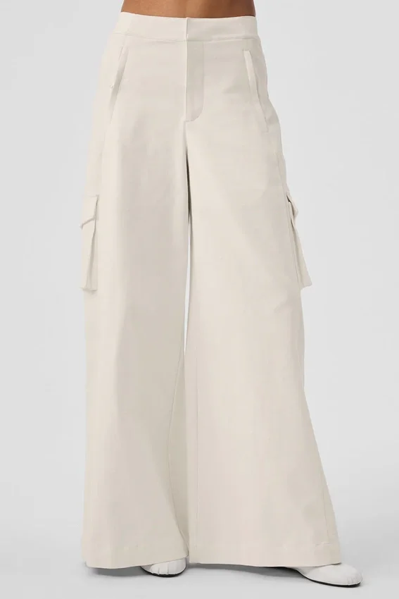 Show off Cargo-broek met wijde pijpen (lang) - Ivoor