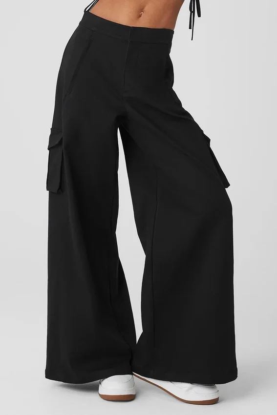 Show off Cargo-broek met wijde pijpen (lang) - Zwart