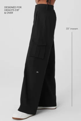 Show off Cargo-broek met wijde pijpen (lang) – Zwart