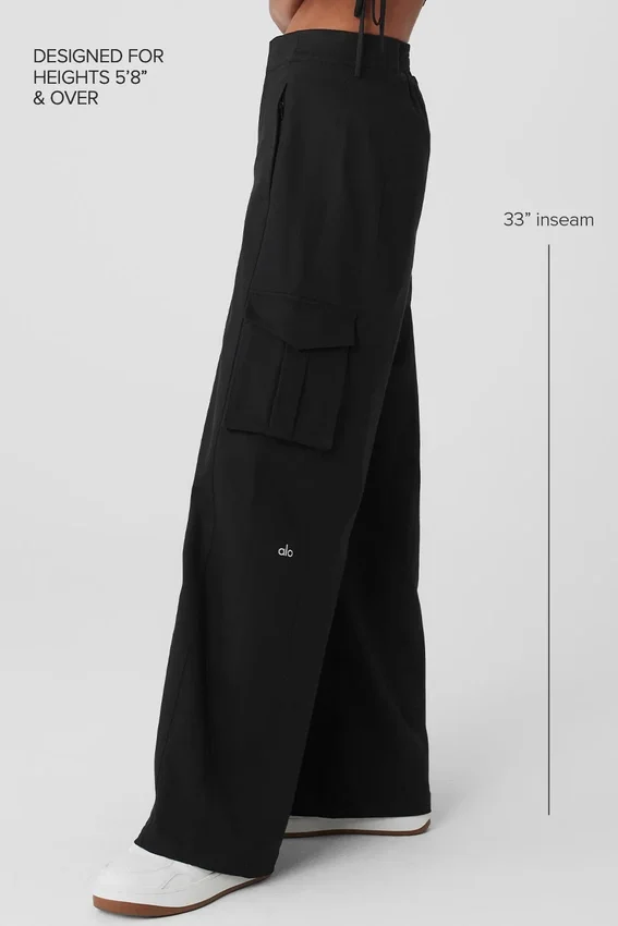 Show off Cargo-broek met wijde pijpen (lang) - Zwart