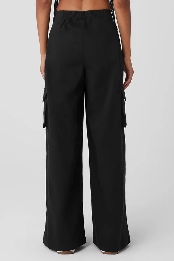 Show off Cargo-broek met wijde pijpen (lang) - Zwart