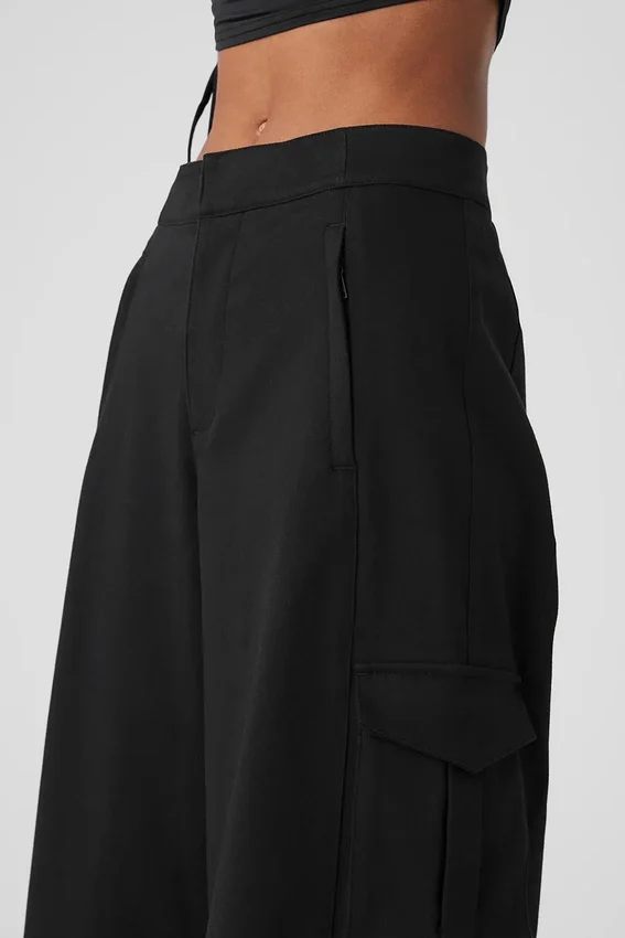 Show off Cargo-broek met wijde pijpen (lang) - Zwart