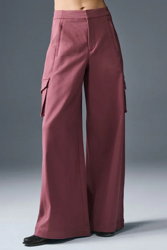 Show off Cargo-broek met wijde pijpen (Regular) - Burgundy Truffle