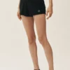Silk Cashmere Heatwave-korte broek met middelhoge taille – Zwart