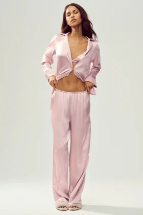 Silk Luminous-broek (lang) - Pink Champagne