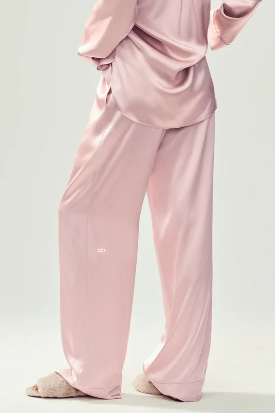 Silk Luminous-broek (lang) - Pink Champagne