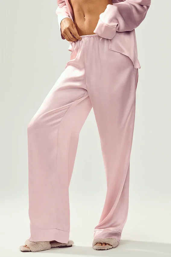 Silk Luminous-broek (lang) - Pink Champagne