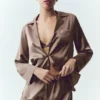 Silk Luminous Button-up - Alpine Cocoa