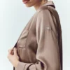 Silk Luminous Button-up - Alpine Cocoa