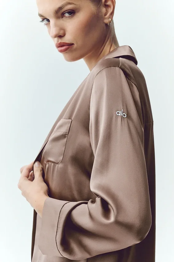 Silk Luminous Button-up - Alpine Cocoa