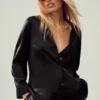 Silk Luminous Button up - Zwart