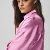 Silk Luminous cropped overhemd met lange mouwen en knopen - Candy Heart Pink