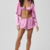 Silk Luminous cropped overhemd met lange mouwen en knopen - Candy Heart Pink